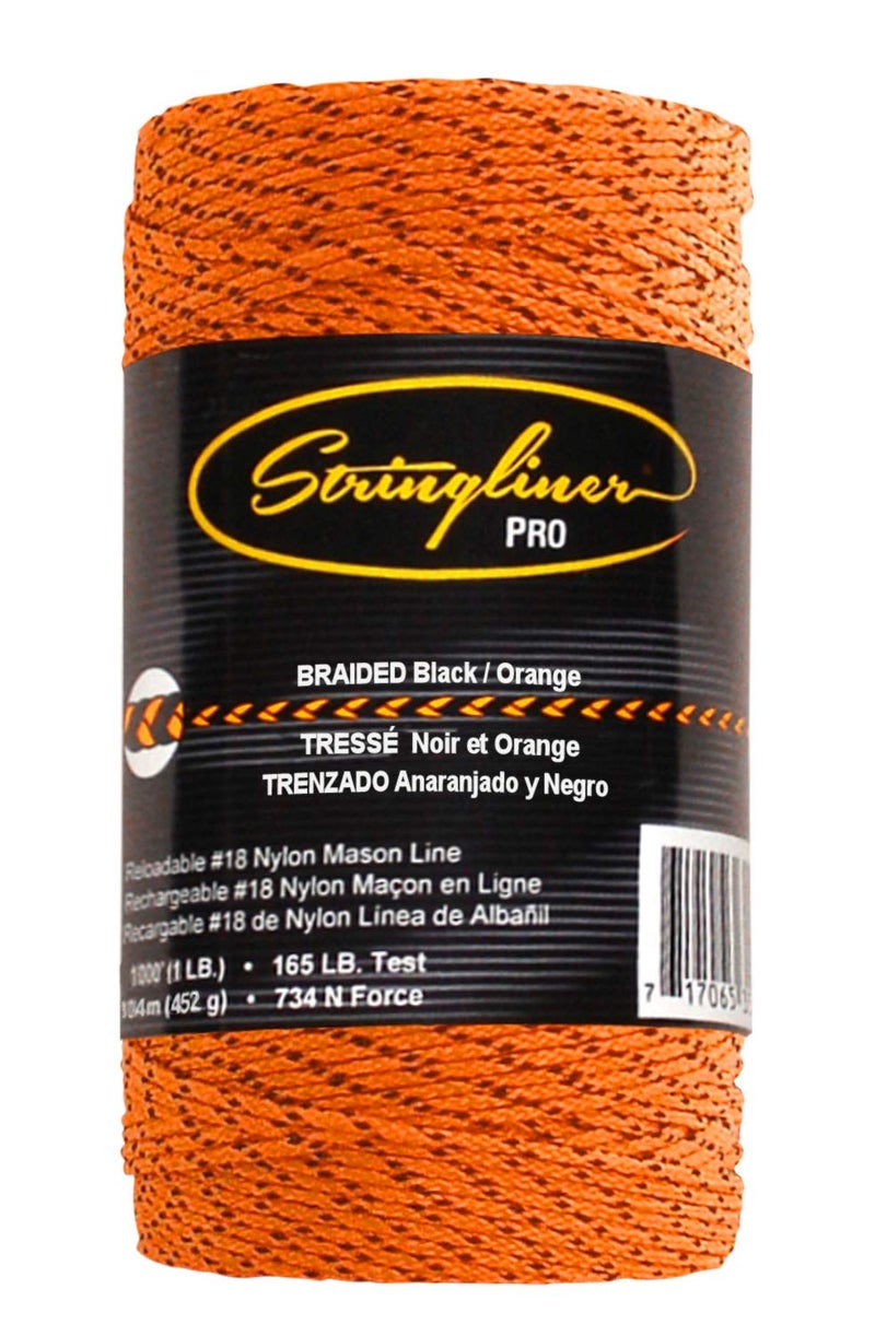 Stringliner Braided Mason Line Replacement Roll Contractor Pack 1,000' - Black/Orange (6 Pack) - SL35791CPK, 1000' - Image 2